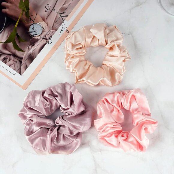 Silk Hair Scrunchies 3-Pack for Frizz Breakage Softness Gentle Hair Ties main image 6
